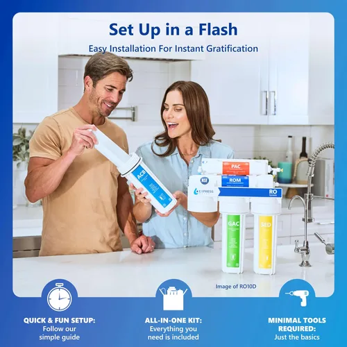 Vista 6 de Express Water Sistema de filtración de agua de ósmosis inversa ultravioleta - Filtro de agua UV RO de 6 etapas con grifo y tanque - Filtro de agua
