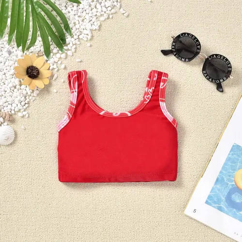 Vista 6 de Aalizzwell Conjunto de bikini de 3 piezas para niñas pequeñas con pantalones cortos de natación