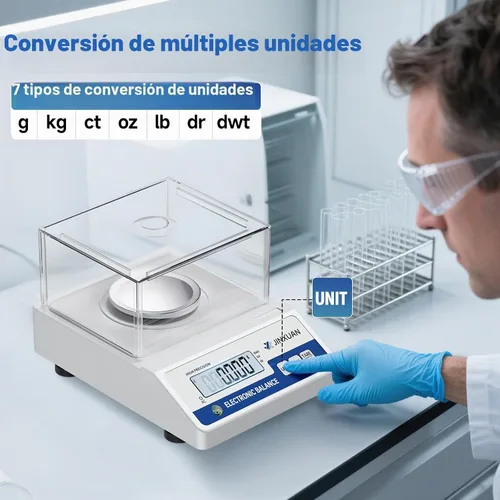 Vista 3 de Báscula de laboratorio 500gx0.001g Balanza de alta precisión Balanza analítica, escala de miligramo digital Escala de laboratorio científica