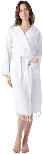 Vista 9 de SULTAN'S GEM Bata ligera de algodón con capucha para hombres y mujeres, bata de baño de algodón turco, bata unisex