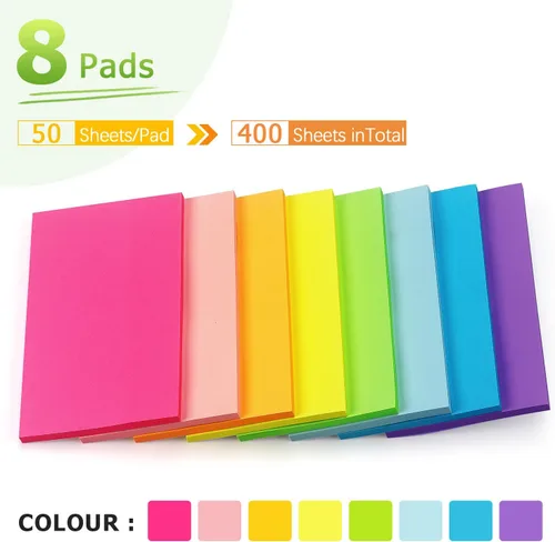 Vista 3 de Winner Aura Sticky Notes - Almohadillas autoadhesivas de colores brillantes de 3 x 5 pulgadas, 8 paquetes de 400 hojas Bloc de notas autoadhesivo
