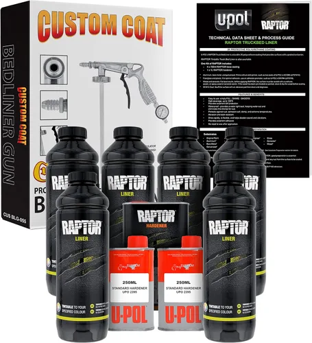 Vista 7 de Custom Shop Revestimiento de uretano en aerosol para cama de camión negro, kit de 1 cuarto de galón con endurecedor