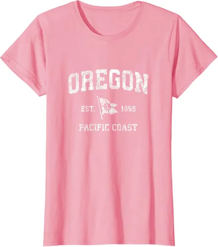 Vista 16 de Oregon Vintage barco ancla bandera diseño de West Coast Retro Tee, hombre S, Arándano
