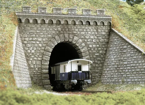 Vista 2 de Busch 7022 Portal de túnel con ala 1trk HO Scenery Scale Model Scenery