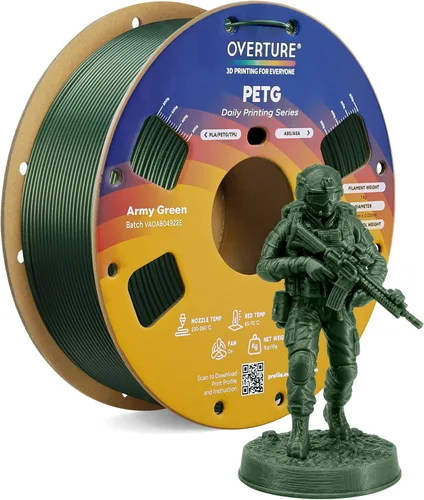 Vista 13 de OVERTURE - Filamento PETG de 1/16 de pulgada (1.75 mm) para impresora 3D y FDM, bien enrollado, duradero, carrete de 4.4 libras, dureza firme