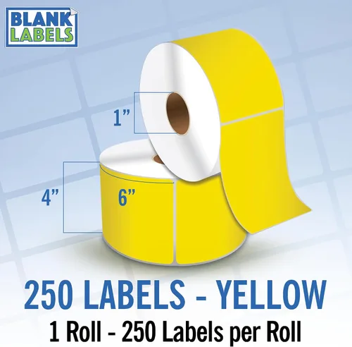 Vista 15 de Blank Labels Etiquetas en rollo de transferencia térmica directa de 4 x 6 pulgadas, 290 azules Núcleos de 3 pulgadas con Perfs Easy Tear
