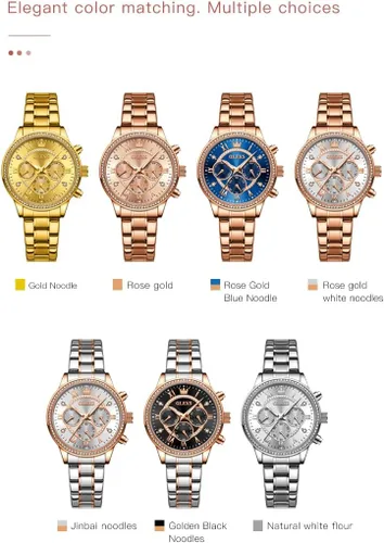 Vista 7 de OLEVS Relojes para mujer, reloj de moda para mujer, reloj de pulsera de cuarzo analógico impermeable de acero inoxidable, elegante regalo