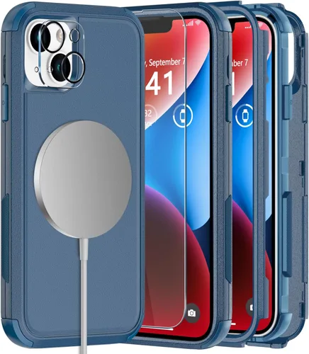 Vista 12 de Diverbox Funda para iPhone 14 [a prueba de golpes] [a prueba de caídas] [protector de pantalla de vidrio templado], funda de protección resistente