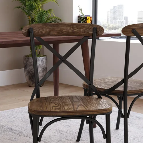 Vista 5 de Taylor & Logan Silla de comedor con espalda cruzada raspada a mano Lara en madera de fruta