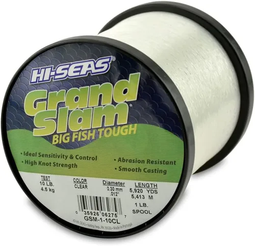 Vista 34 de Sedal de Pesca de Monofilamento HI-SEAS Grand Slam - Fuerte y Resistente a la Abrasión en Transparente, Rosa, Verde, Azul Ahumado, Amarillo Amarillo