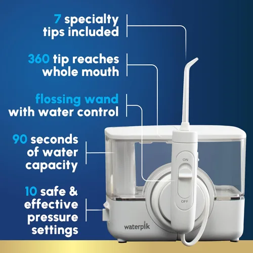 Vista 4 de Waterpik ION - Irrigador de agua portátil inalámbrico profesional con 7 puntas de hilo dental y enjuague oral TheraBreath Fresh Breath formulado por