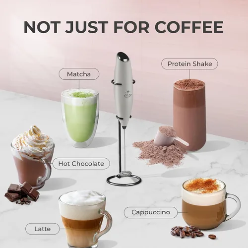 Vista 344 de Zulay Milk Boss Espumador de leche potente manual, hace espuma para latte, batidor para mezclar bebidas, café, miniespumador para capuchino, frappé