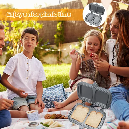 Vista 3 de Sartén de doble cara, sartén para hornear sándwich, sartén de aluminio con tapa abatible antiadherente, sartén de doble cara para panqueques
