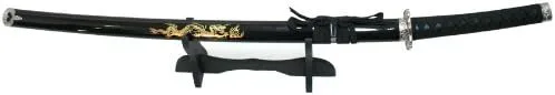 Vista 2 de Lastworld Hoja de acero inoxidable negro de 40 pulgadas. Espada Samurai Ninja/soporte