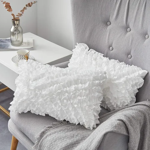 Vista 3 de Oubonun Paquete de 2 rellenos de almohada lumbar de 12 x 20 pulgadas, 100% algodón, transpirable, funda rectangular de cojín cuadrado, cojines