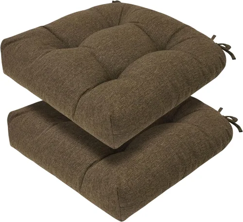 Vista 15 de Magpie Fabrics Juego de 2 cojines de asiento capitoné para exteriores e interiores con lazos, 19 x 19 pulgadas, impermeables, para silla de patio