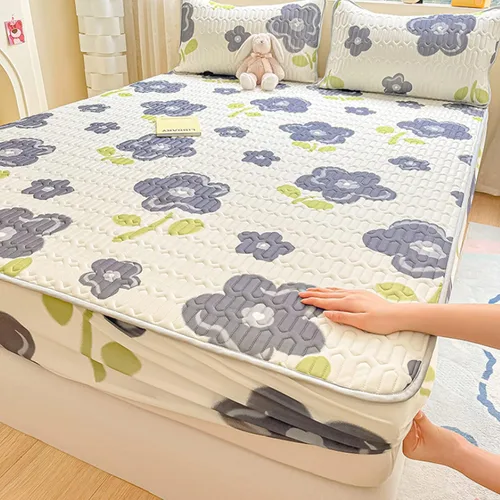 Vista 9 de FCLDESHOP Comfort Hotel - Sábana bajera ajustable de bolsillo profundo, juego de sábanas bajeras y fundas de almohada de seda de hielo de látex