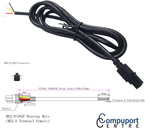 Vista 4 de CompuPort - Cable de alimentación Molex DC GPIO de arranque de 4 pines, puntas blindadas y soldadas, compatible con módems Microhard, Cradlepoint