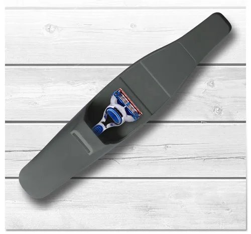 Vista 5 de Paquete de 2 fundas de silicona para maquinilla de afeitar, protector de bolsa suave portátil, funda de transporte impermeable de viaje (azul + gris)