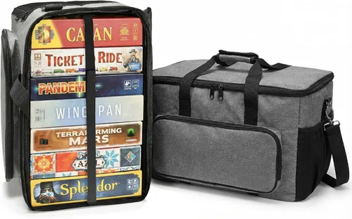 Vista 8 de Bolsa de juego de mesa con múltiples bolsillos, bolsa convertible y transporte de hombro, incluye 5 bandas elásticas para caja, 20.5 x 12.6 x 12.6