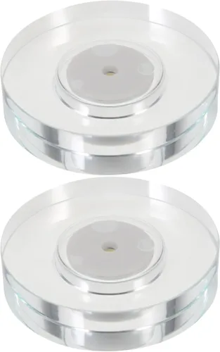 Vista 3 de HOMSFOU 2 unids soporte de lámpara giratorio LED soporte de luz acrílica LED base de vidrio base de luz LED recargable base de pantalla de cristal