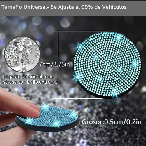 Vista 2 de NBTEPEM 2 posavasos de auto con diamantes de imitación, 2.75 pulgadas, antideslizantes, a prueba de golpes, universal, a la moda, para auto