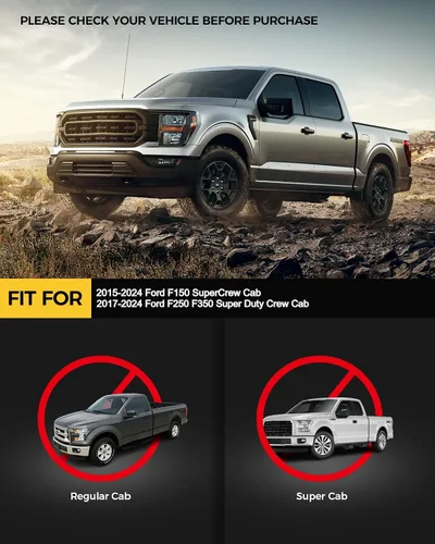 Vista 2 de KYX Estribos para Ford F150 2015-2024 2017-2024 F250 F350 Supercrew Cab, 3 peldaños laterales de tubo, diseño de dos escalones para puerta