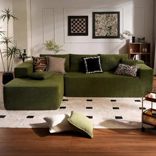 Vista 11 de ovios Sofá seccional Cloud de 96 pulgadas con chaise en forma de L, sofá modular moderno con asiento profundo, sofás tapizados para sala de estar