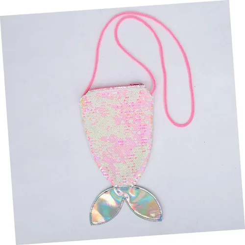 Vista 6 de SHERCHPRY o pescado portátil adorable bolsa chica azul diseño brillante cola hombro sirena niños monedero teléfono almacenamiento lentejuelas