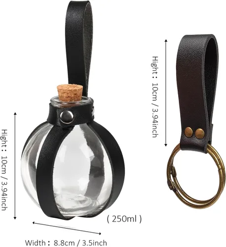 Vista 7 de SUMGOGO Botella mágica oscura de poción de corcho para Halloween, cosplay, feria Ren, accesorios de bruja, accesorios de disfraz, vaso redondo