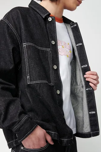 Vista 5 de Not So Ape Chaqueta vaquera con cuello, unisex para todo género, fabricada en Japón