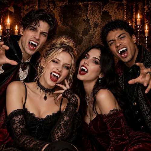 Vista 6 de Colmillos de dientes de vampiro, colmillos de vampiro de ajuste cómodo para Blanco crema suave