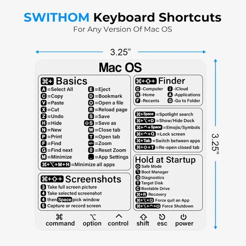 Vista 2 de Pegatina de acceso directo de Mac - Pegatina de atajos de Mac OS (M1+Intel), calcomanías de atajos de teclado para computadora portátil, compatible