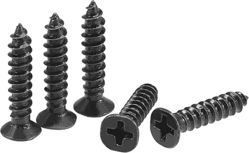 Vista 10 de uxcell Tornillos de madera M3 x 0.472 in Tornillos de cabeza plana Phillips de acero al carbono Autoperforantes Negro 200pcs