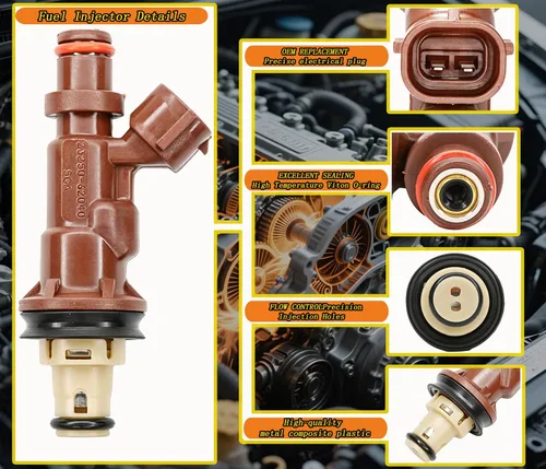 Vista 3 de Juego de 6 inyectores de combustible con conector arnés de enchufe de repuesto para Toyota 1999-2004 Tacoma 2000-2004 Tundra 3.4L 1999-2002 4Runner
