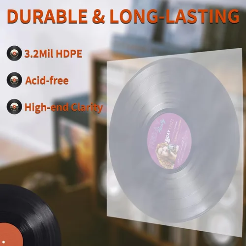 Vista 3 de Fundas interiores para discos de vinilo, 30 fundas interiores de vinilo LP antiestáticas de 12 pulgadas, fundas protectoras de vinilo de plástico