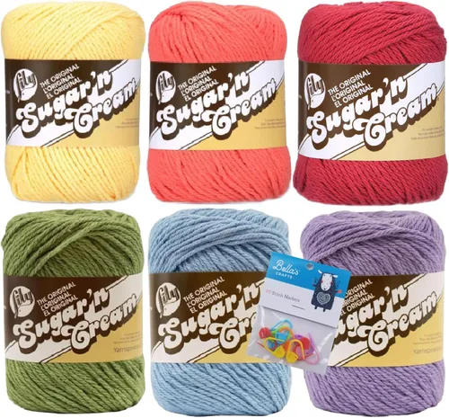 Vista 11 de Lily Sugar'n Cream - Paquete de 6 hilos de 100 % algodón con marcadores de puntada Bella's Crafts (mezcla azul)