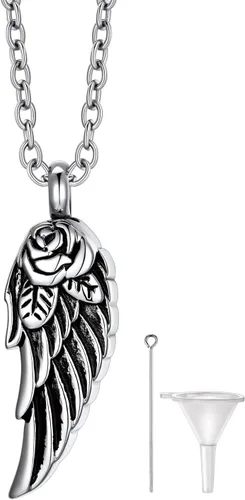 Vista 38 de Richsteel Collares de urna para cenizas para mujeres y hombres, collar con colgante de cremación para cenizas, joyería conmemorativa de acero