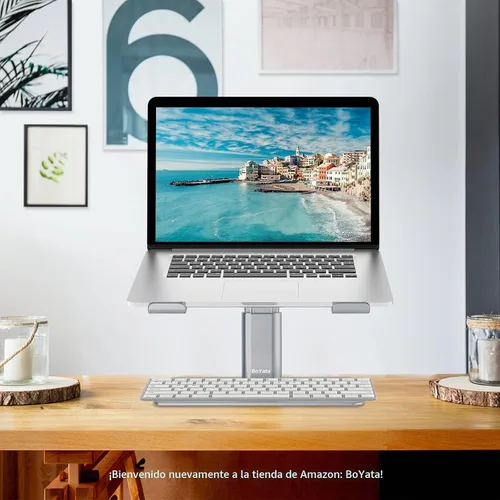 Vista 7 de BoYata Soporte para laptop, elevador de altura ajustable para portátiles de Gris
