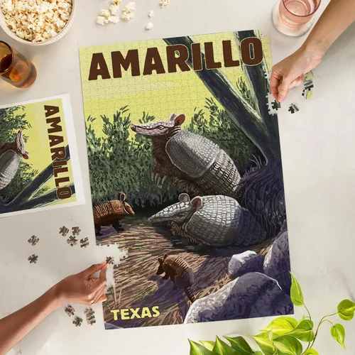 Vista 2 de Amarillo, Texas, Armadillo (1000 piezas, rompecabezas desafiante para adultos, fabricado en Estados Unidos)