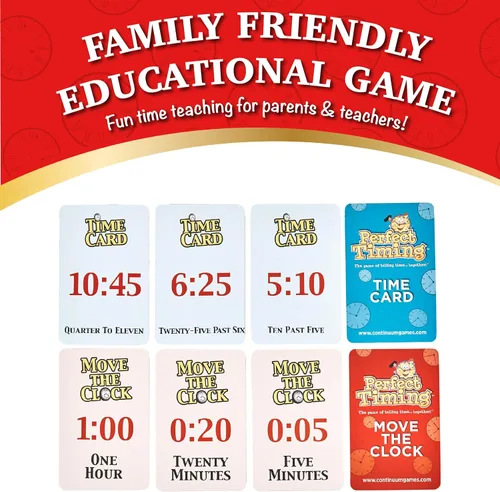 Vista 4 de Continuum Games Perfect Timing Game - Juego de mesa cooperativo Tell Time para niños - Divertido juego educativo familiar para aprender a leer un