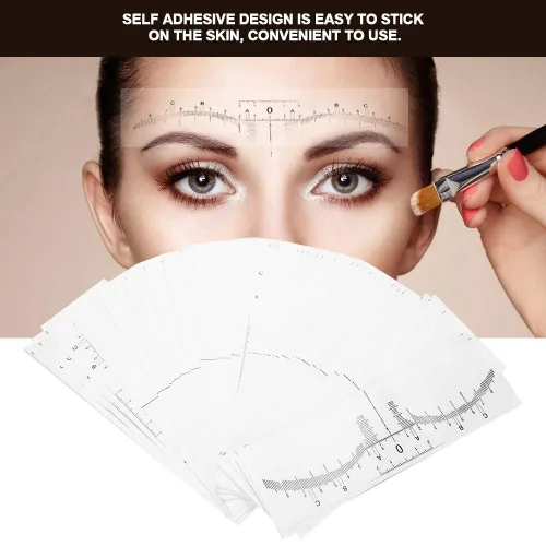 Vista 2 de 50 calcomanías de regla de cejas, regla adhesiva desechable para mapeo de cejas, herramienta de medición de cejas para microblading, extensiones