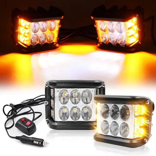 Vista 9 de Luces LED de 4 pulgadas con disparador lateral, luces estroboscópicas de doble color DRL e interruptor para camión, SUV, todoterreno, ATV, UTV 4x4