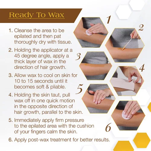 Vista 5 de GiGi Cera sin pinzas para microondas, removedor de vello facial sin tiras, infusión de miel, 1 onza Sin pinzas con cera de abejas
