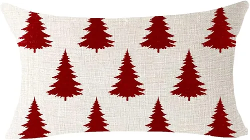 Vista 2 de ITFRO Juego de 2 fundas de almohada de algodón y lino, decoración de Navidad, decoración de pinos, árboles de pino, plantas del bosque, funda
