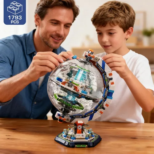 Vista 6 de Juego de bloques de construcción de globo de estación espacial 1793PCS para Azul