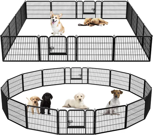 Vista 11 de Nova Microdermabrasion Corralito para perros de 8 paneles, 40 pulgadas de altura, interior/exterior, perros pequeños a grandes, perrera