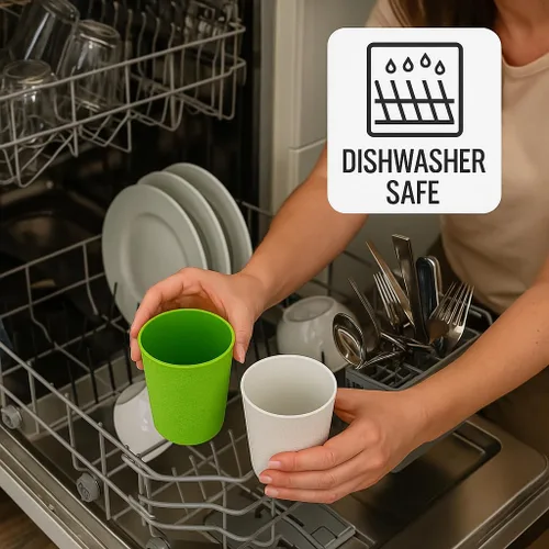 Vista 3 de BiceBio - Vasos compostables, 100% biomaterial, reciclables, aptos para lavavajillas, respetuosos con el medio ambiente, biodegradables, fabricados