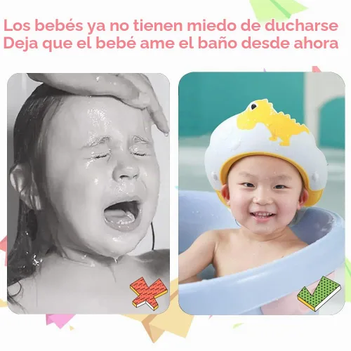 Vista 7 de Gorro de ducha para bebé con protector, gorro de ducha para niños, visera con protección para ojos y oídos para niños de 0 a 9 años, lindo diseño