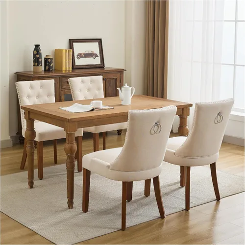 Vista 18 de Juego de 2 sillas de comedor modernas con respaldo, color beige